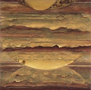 An art showing brown and gold tones