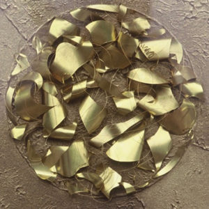 Gold foil sheets inside a circle